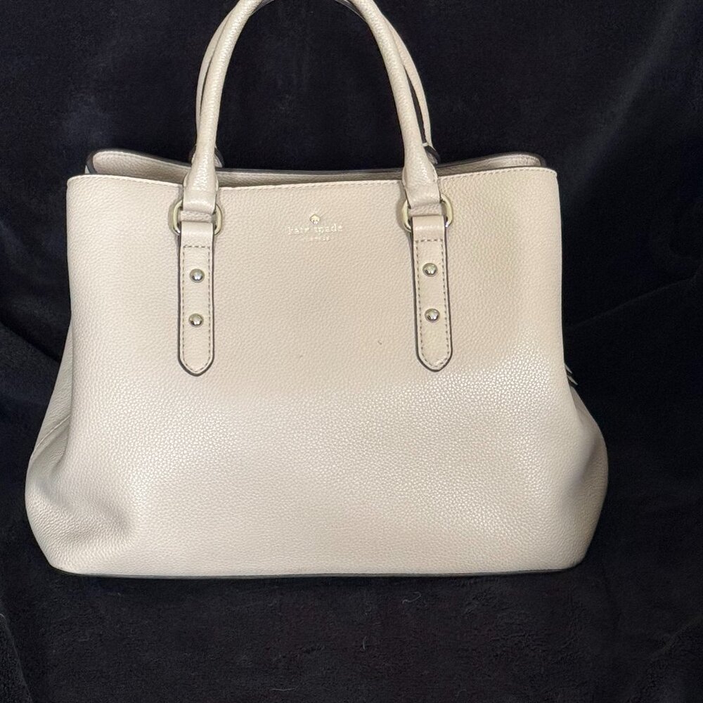 kate spade Pebbled Leather Satchel in Light Beige